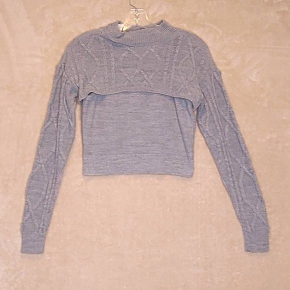 Bp Womens 2-Piece Sweater Gray Long Sleeve Crew‎ Neck Cable Knit USA S New - Picture 1 of 8